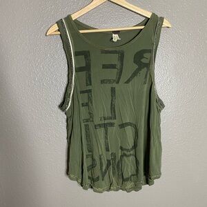 We The Free Olive Graphic Tank Top